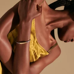 Women John Hardy Chains^Palu Id Bracelet, Silver, Gold, Pave, 5Mm