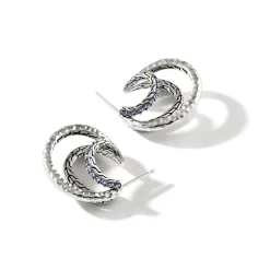 Women John Hardy Statement^Palu J Hoop Earring, Sterling Silver, Pave