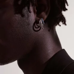 Women John Hardy Statement^Palu J Hoop Earring, Sterling Silver, Pave