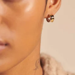 Women John Hardy Statement^Palu J Hoop Earring, Sterling Silver, Gold