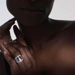 Women John Hardy Statement^Palu Saddle Ring, Sterling Silver, Diamonds