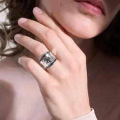 Women John Hardy Statement^Palu Saddle Ring, Sterling Silver, Pave