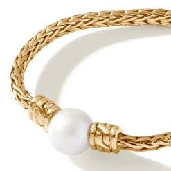 Women John Hardy Soft^Pearl Chain Band Ring, Gold