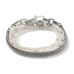 Men John Hardy Beads^Pearl Chain Convertible Wrap, Sterling Silver