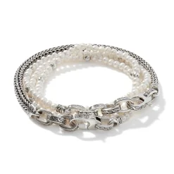 Men John Hardy Beads^Pearl Chain Convertible Wrap, Sterling Silver