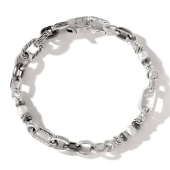 Men John Hardy Chains^Pearl Link Bracelet, Silver, Dark Silver