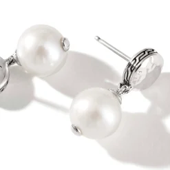 Women John Hardy Statement^Pearl Palu Drop Earring, Sterling Silver