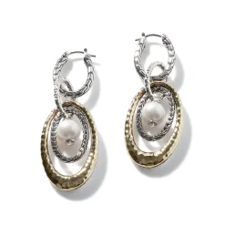 Women John Hardy Statement^Pearl Palu Drop Link Earring, Silver, Gold