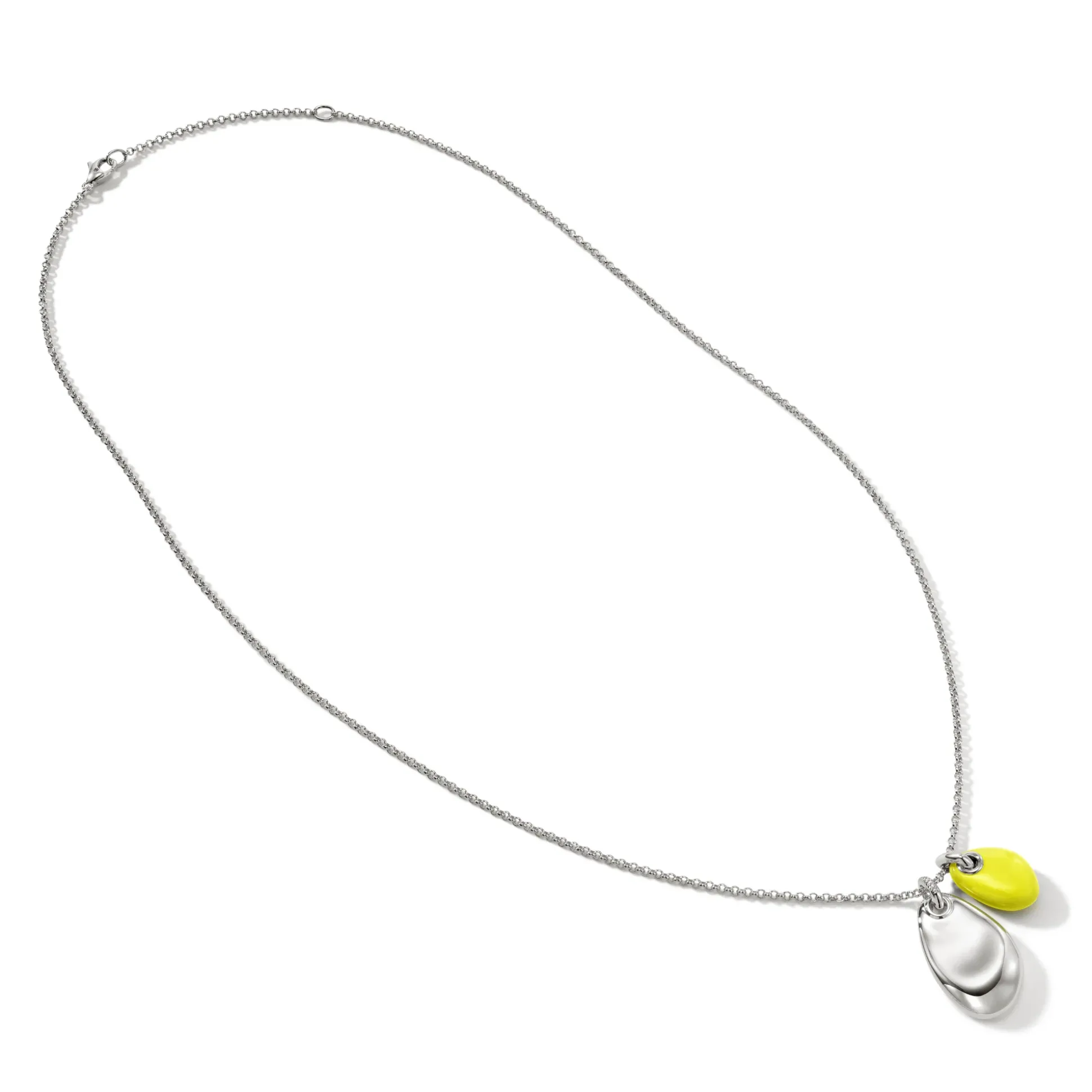 Men John Hardy Tags & Pendants^Pebble Duo Necklace, Silver, Diamonds