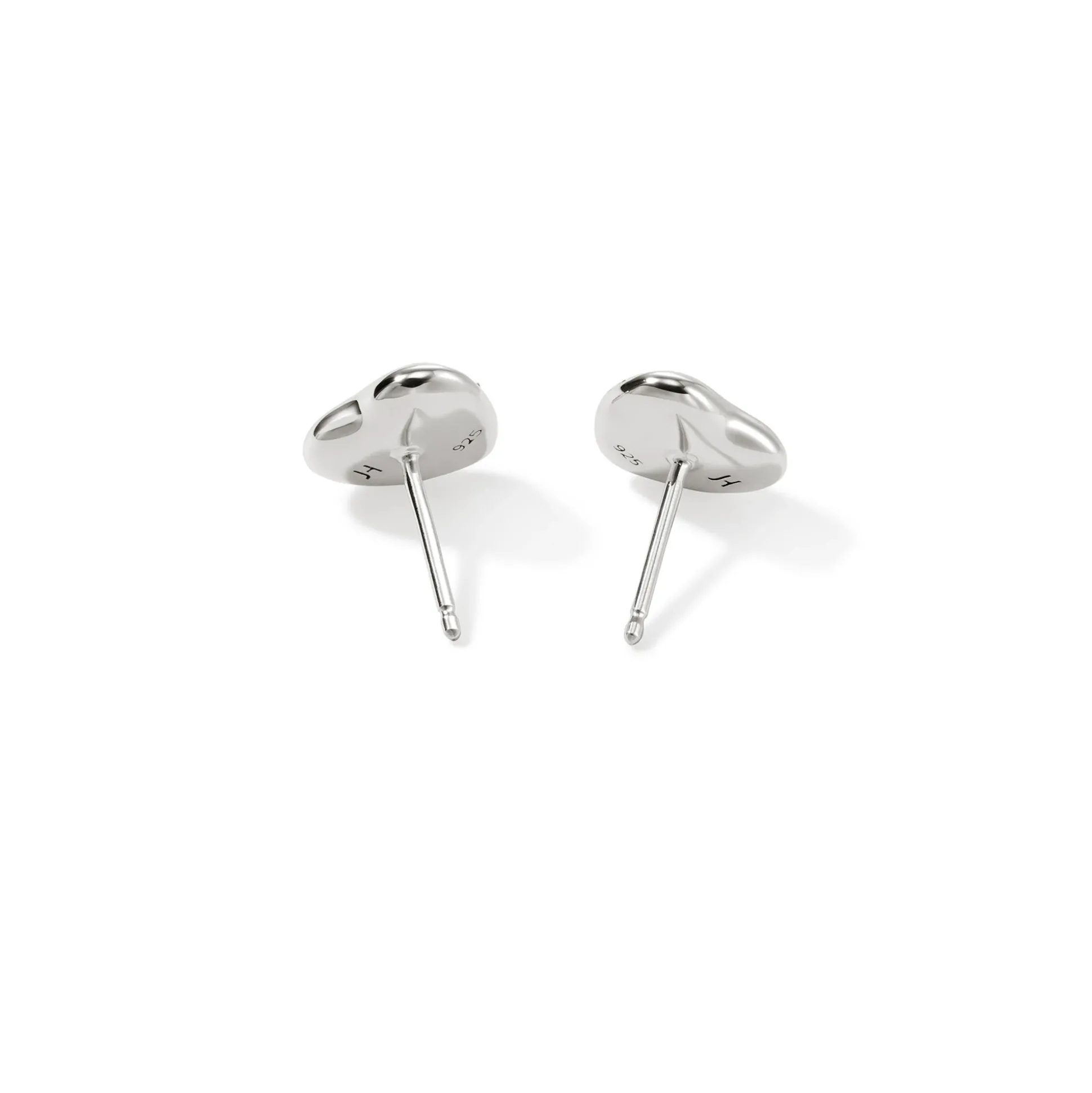 Women John Hardy Studs^Pebble Heart Stud Earring, Silver, Diamonds