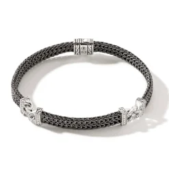 Men John Hardy Chains^Rata Chain Bracelet, Dark Silver, Diamonds