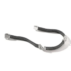 Men John Hardy Chains^Rata Chain Bracelet, Dark Silver, Diamonds