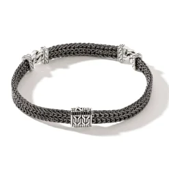 Men John Hardy Chains^Rata Chain Bracelet, Dark Silver, Diamonds
