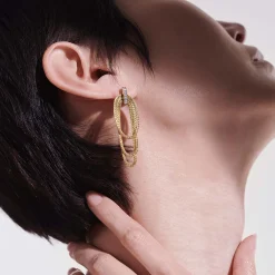 Women John Hardy Statement^Soft Chain Drop Earring, Gold, Diamonds