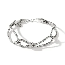 Men John Hardy Chains^Soft Chain Link Bracelet, Silver, Diamonds