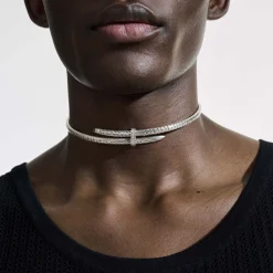 Women John Hardy Statement^Spear Coil Choker, Sterling Silver, Diamonds