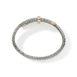 Men John Hardy Cuffs^Spear Flex Cuff, Dark Silver, Diamonds