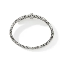 Men John Hardy Cuffs^Spear Flex Cuff, Dark Silver, Diamonds