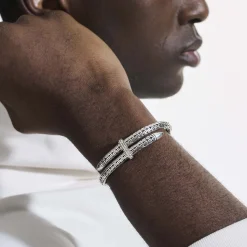Men John Hardy Cuffs^Spear Flex Cuff, Sterling Silver, Diamonds