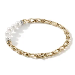 Men John Hardy Chains^Surf Bracelet, Gold, Diamonds, Pearls, 10Mm