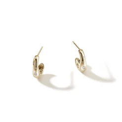 Women John Hardy Hoops^Surf J Hoop Earring, Gold, Diamonds, Small