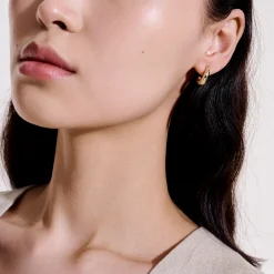 Women John Hardy Hoops^Surf J Hoop Earring, Gold, Diamonds, Small