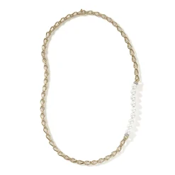 Women John Hardy Layering^Surf Necklace, Gold, Diamonds, Pearl, 10Mm