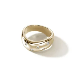 Men John Hardy Bands^Surf Ring, Gold, Diamonds, Wide
