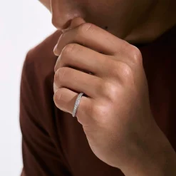 Men John Hardy Bands^Surf Ring, Sterling Silver, Diamonds, Slim