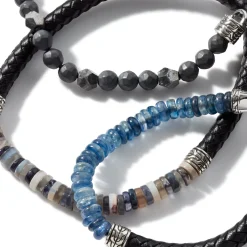 Men John Hardy Beads^Triple Wrap, Silver, Gemstone, Leather