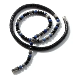 Men John Hardy Beads^Triple Wrap, Silver, Gemstones, Leather