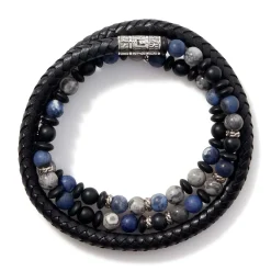 Men John Hardy Beads^Triple Wrap, Silver, Gemstones, Leather