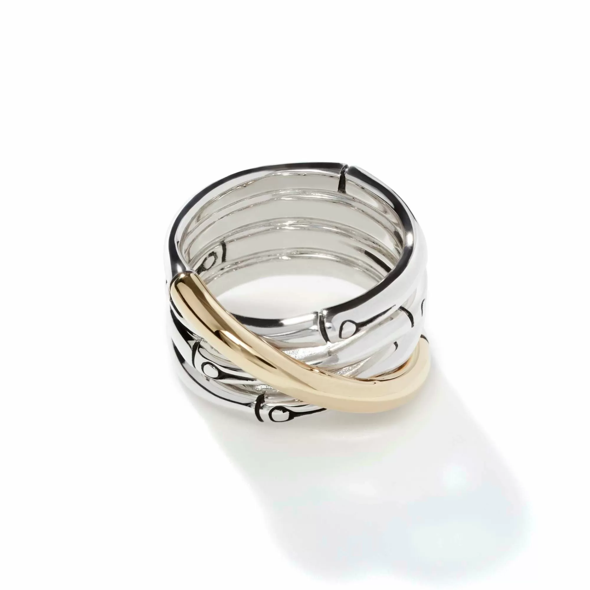 Statement^John Hardy Bamboo Crossover Ring, Sterling Silver, Gold