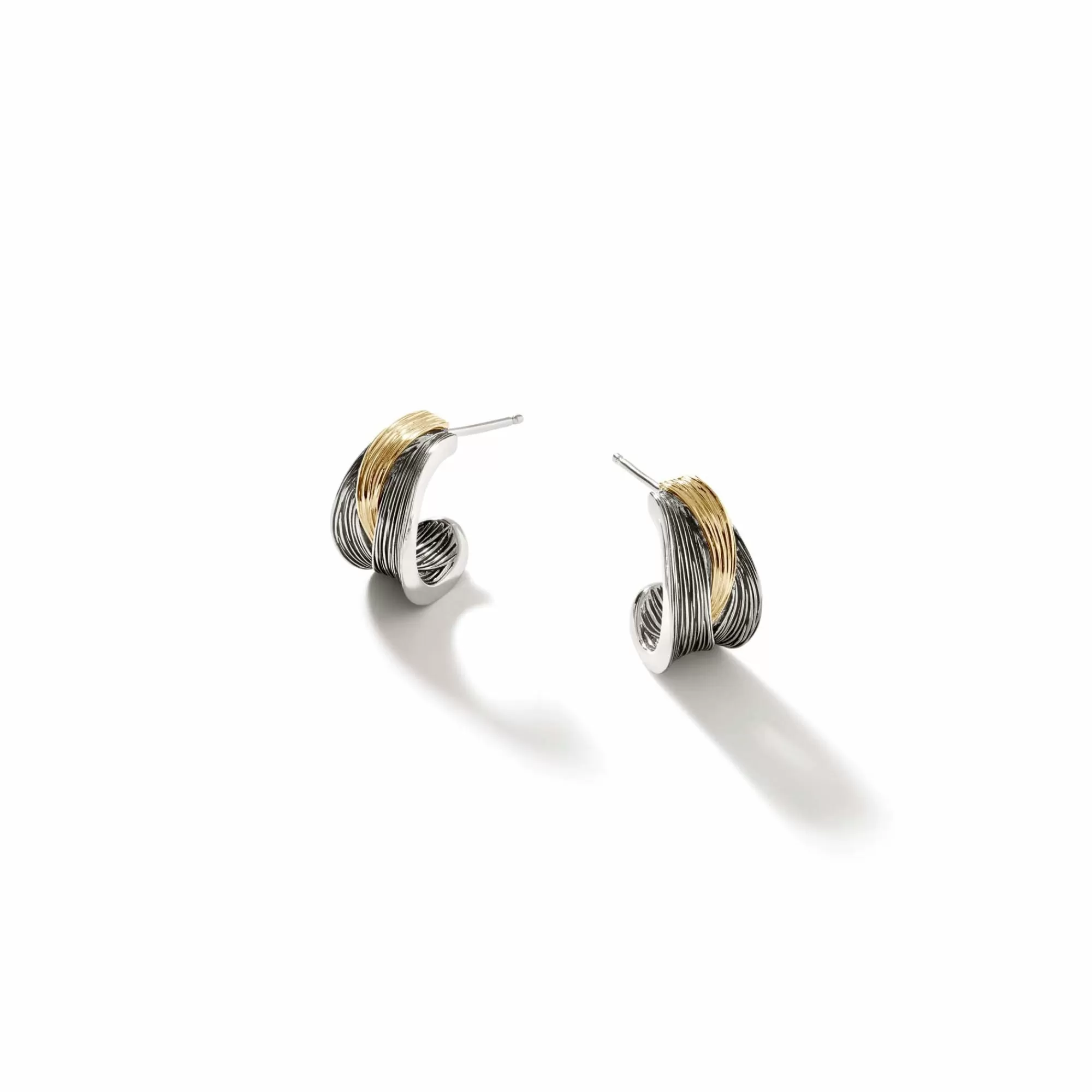 Hoops^John Hardy Bamboo J Hoop Earring, Gold, Sterling Silver