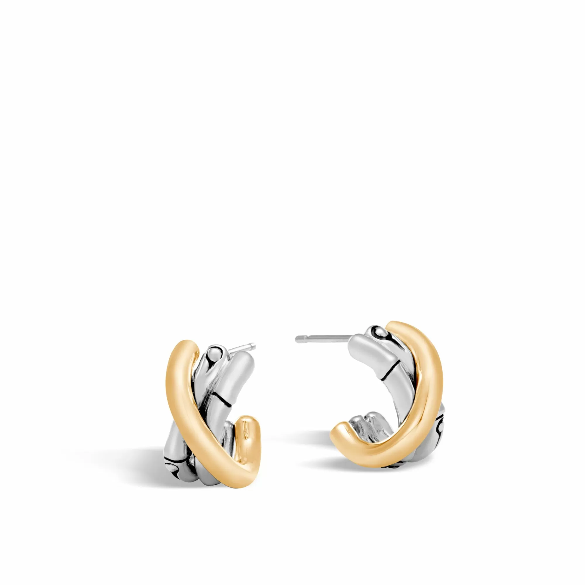 Hoops^John Hardy Bamboo J Hoop Earring, Gold, Sterling Silver