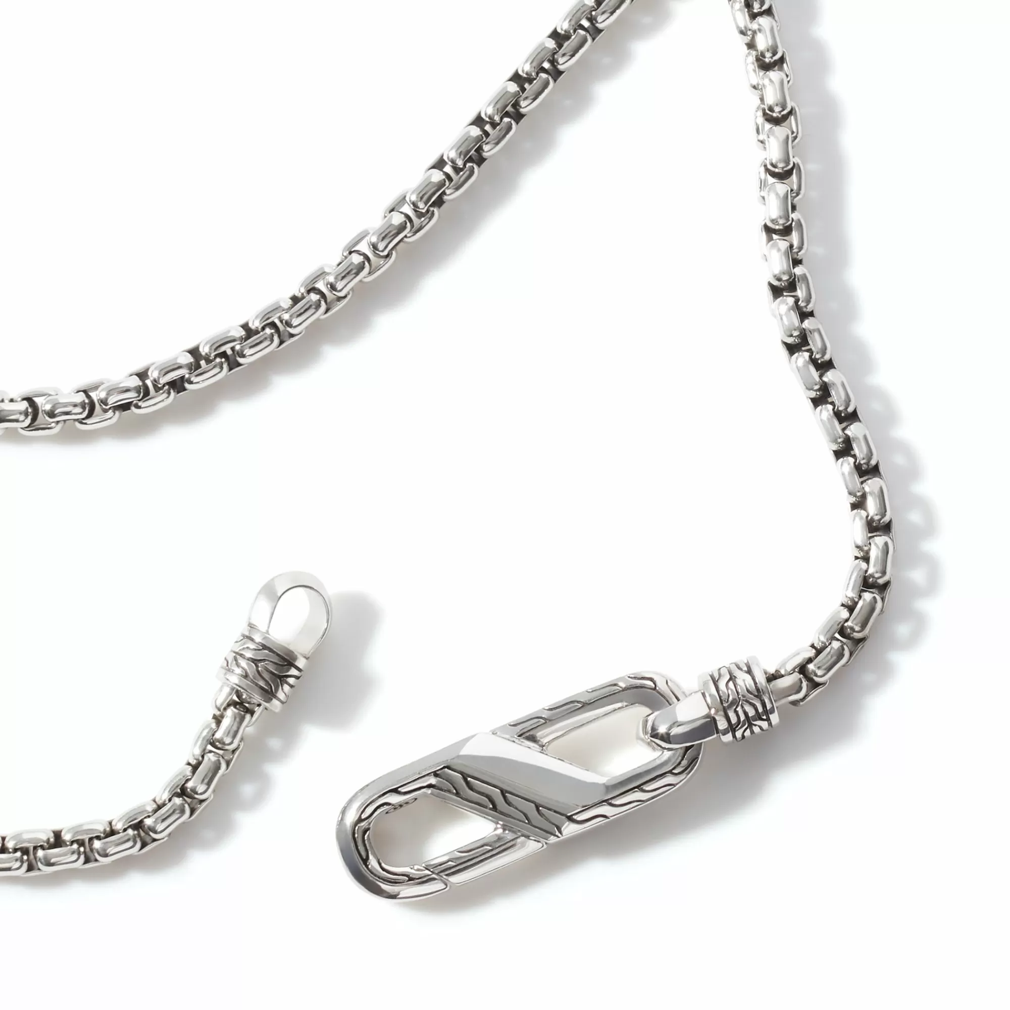 Chains^John Hardy Box Chain Carabiner Necklace, Silver, 4Mm