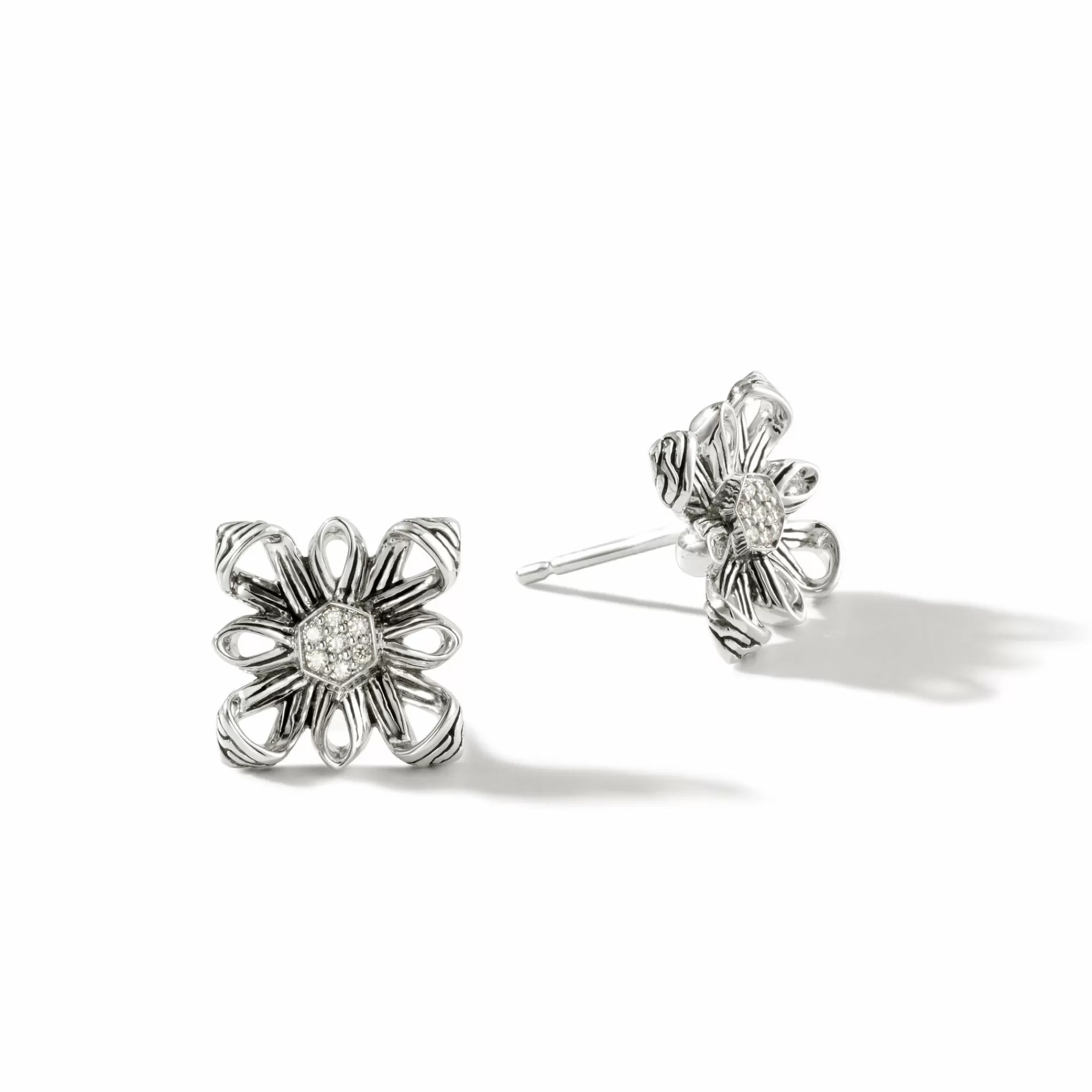 Studs^John Hardy Canang Sari Stud Earring, Silver, Diamonds