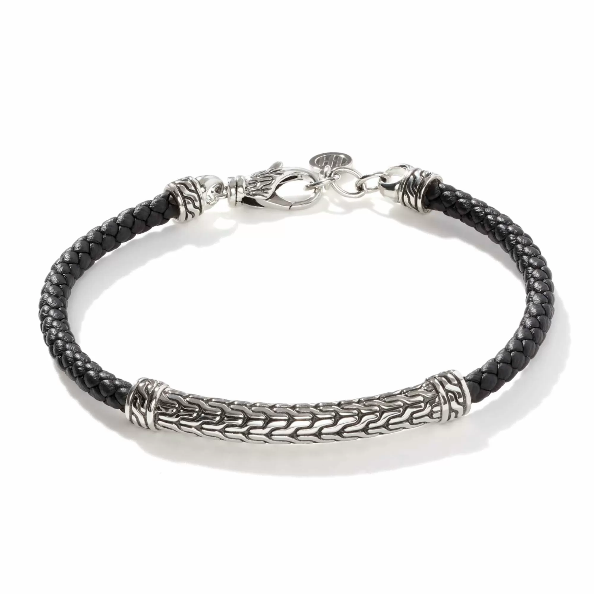 Chains^John Hardy Carved Chain Bracelet, Silver, Leather