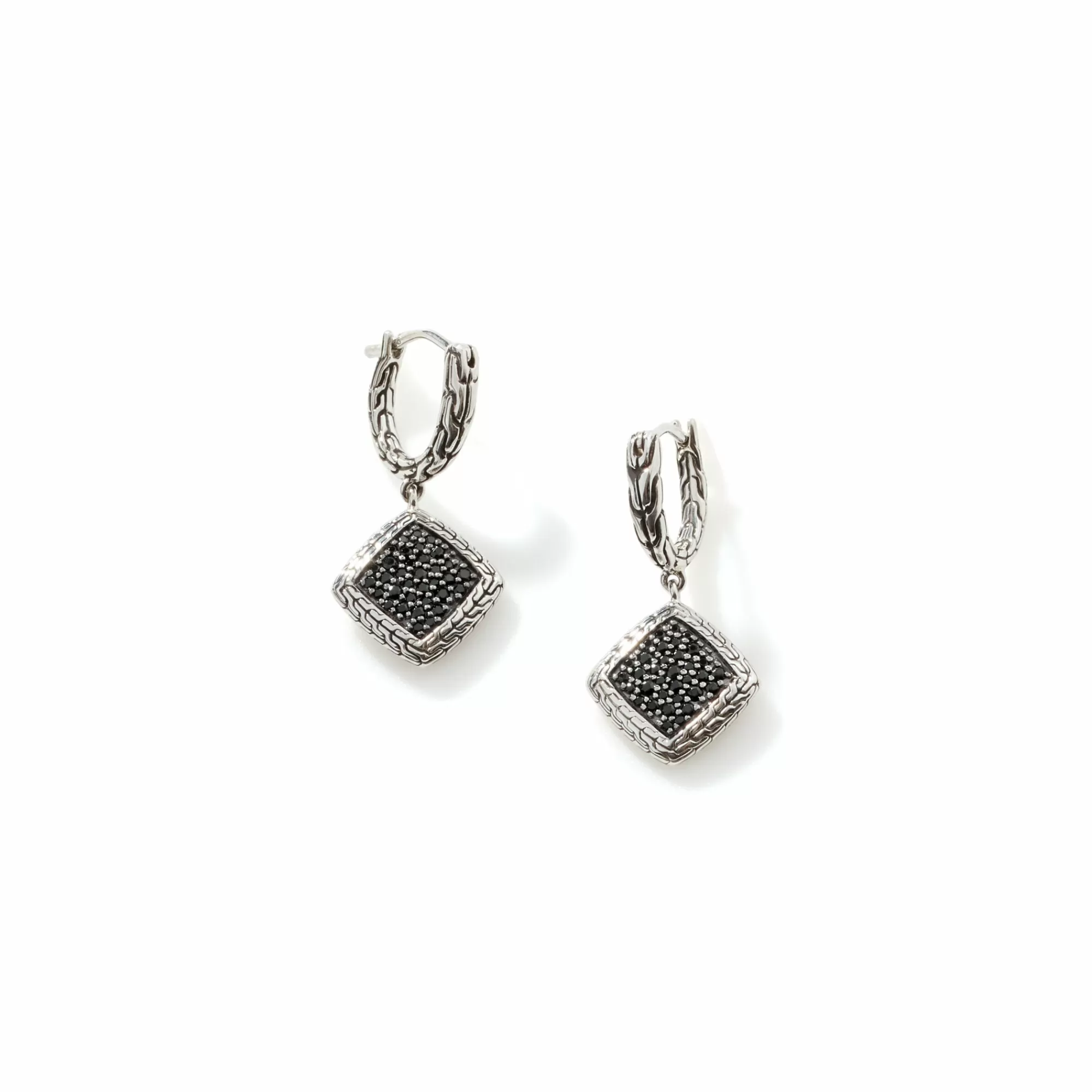 Statement^John Hardy Carved Chain Drop Earring, Silver, Pave