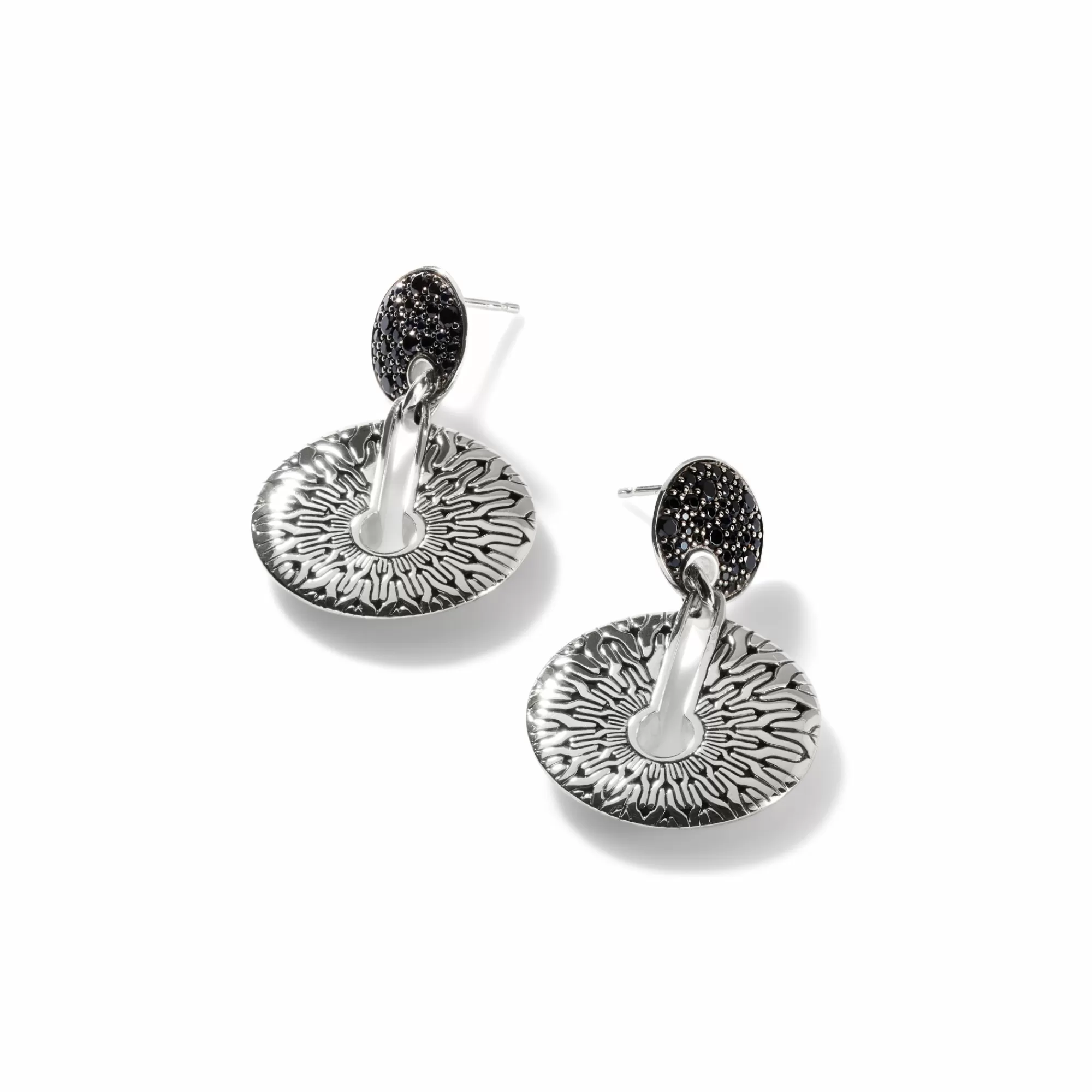 Statement^John Hardy Carved Chain Drop Earring, Silver, Pave