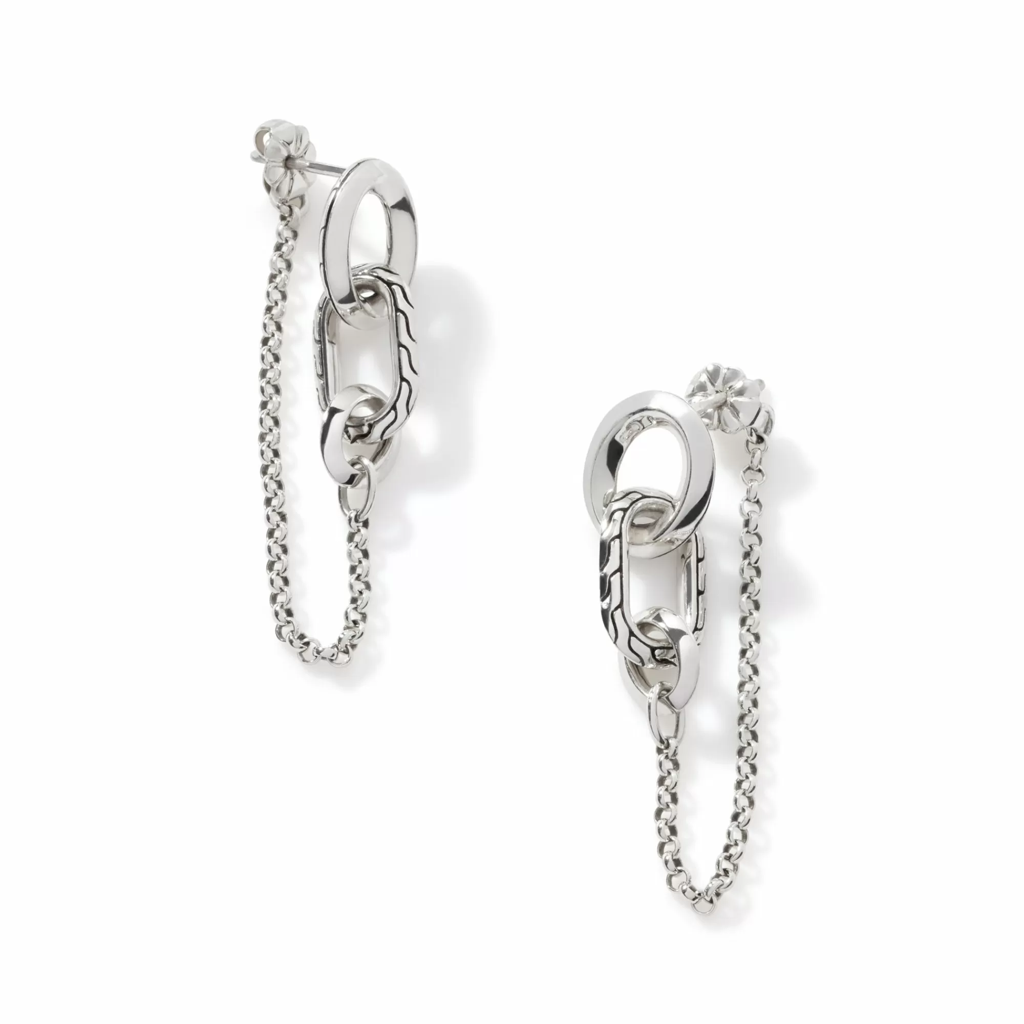 Statement^John Hardy Carved Chain Drop Earring, Sterling Silver