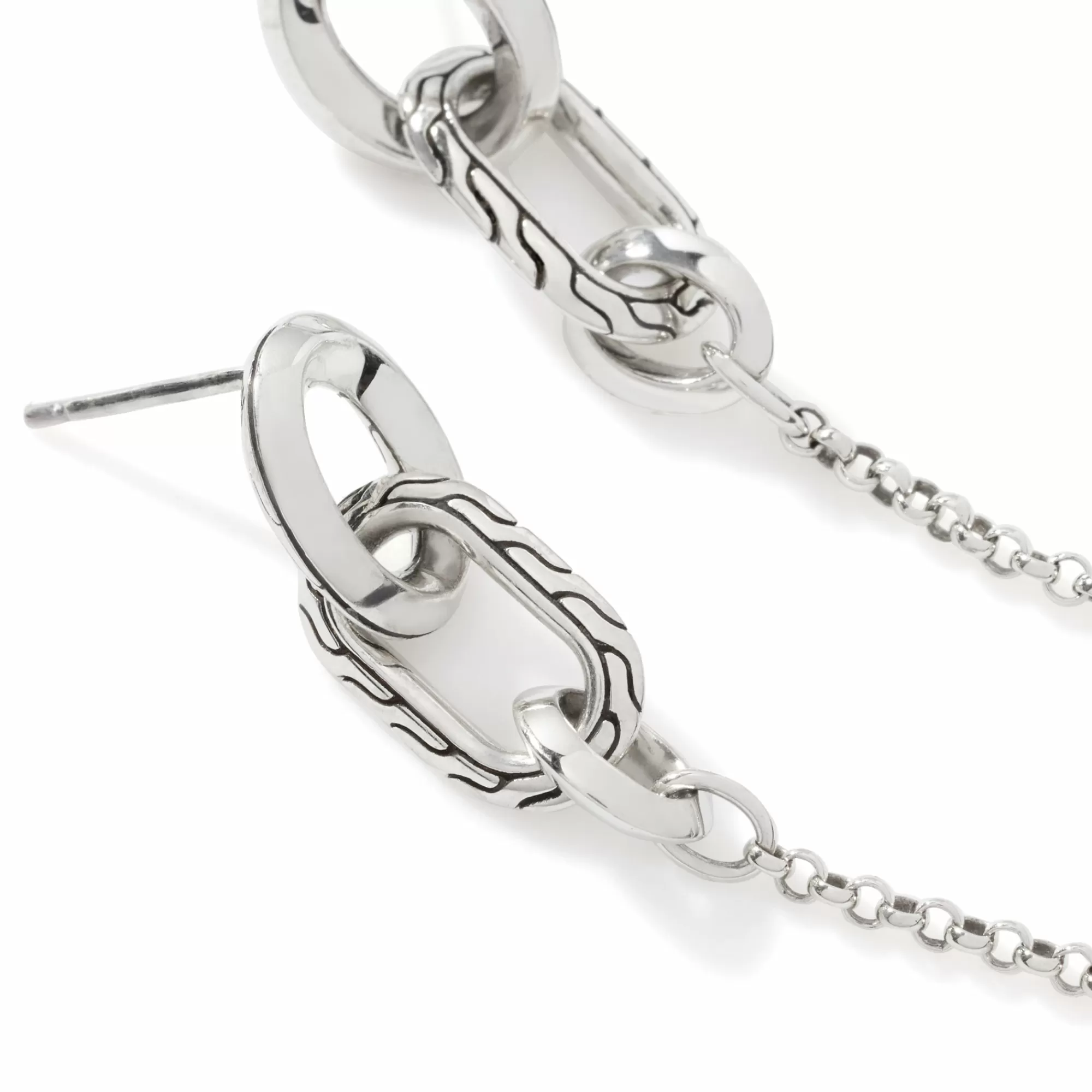 Statement^John Hardy Carved Chain Drop Earring, Sterling Silver