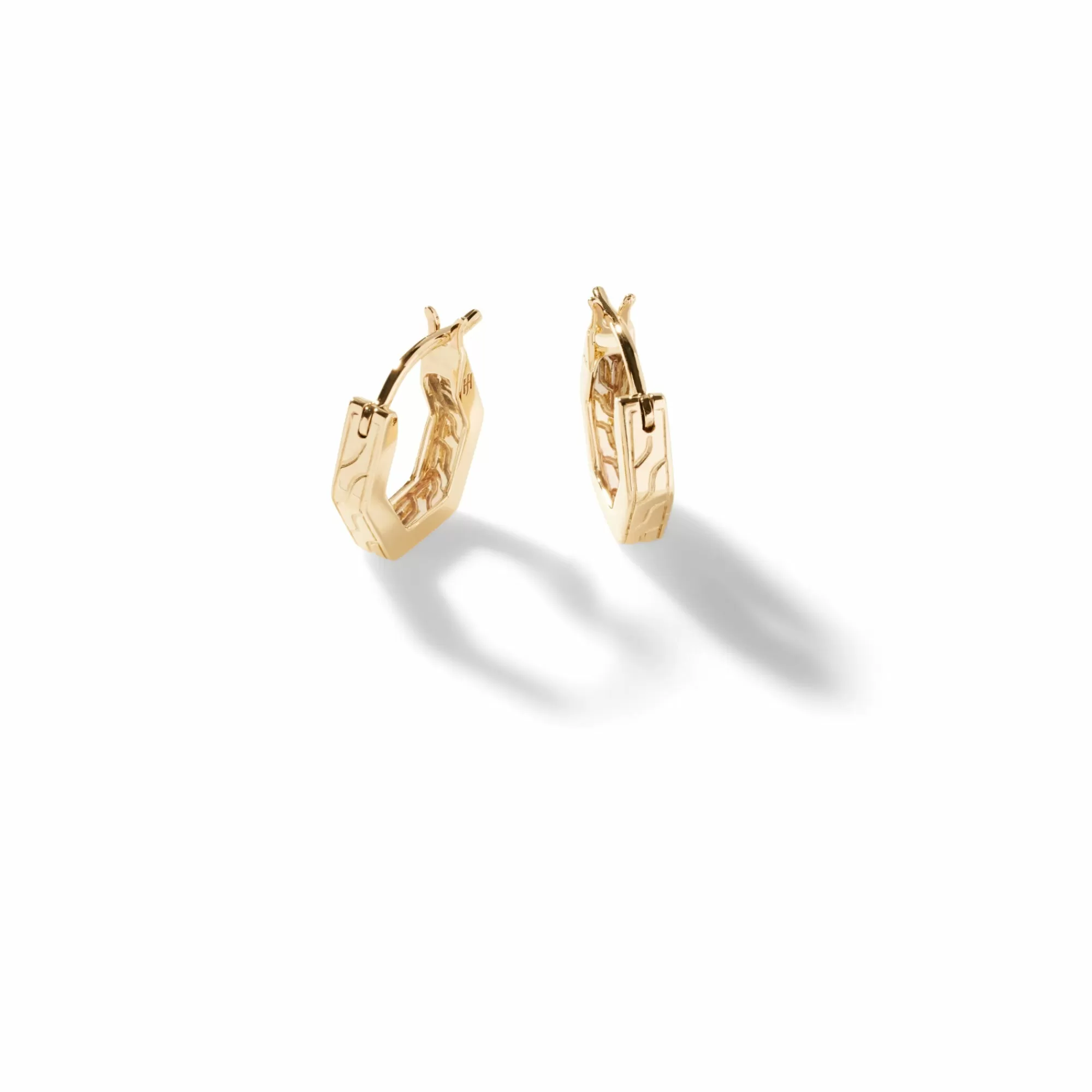 Hoops^John Hardy Carved Chain Geo Hoop Earring, Gold