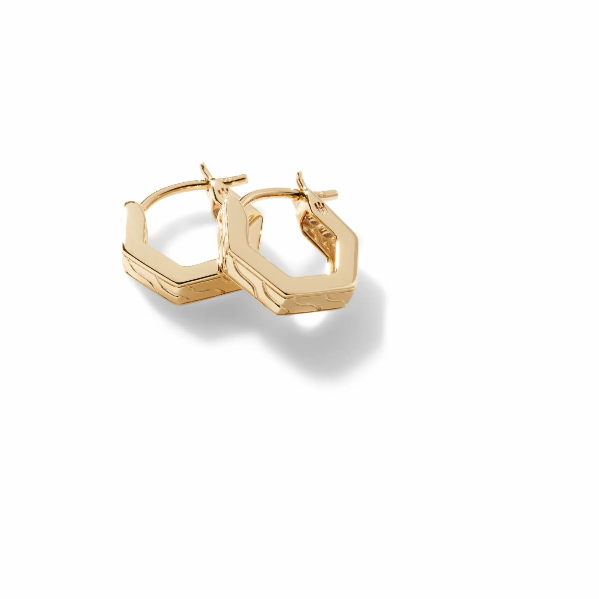 Hoops^John Hardy Carved Chain Geo Hoop Earring, Gold