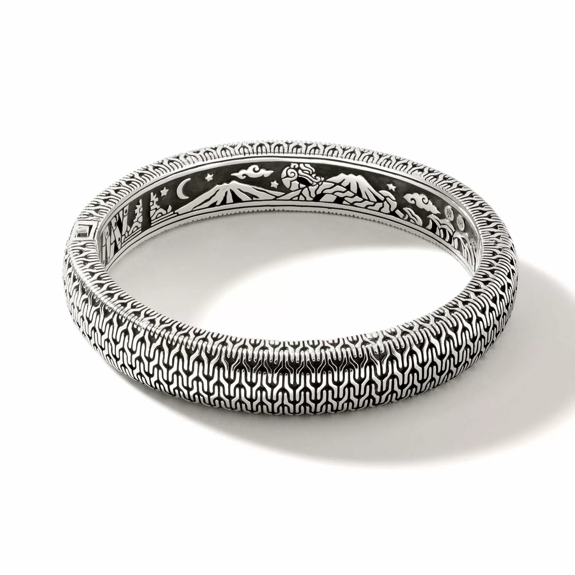 Bangles & Cuffs^John Hardy Carved Chain Hinged Bangle, Sterling Silver