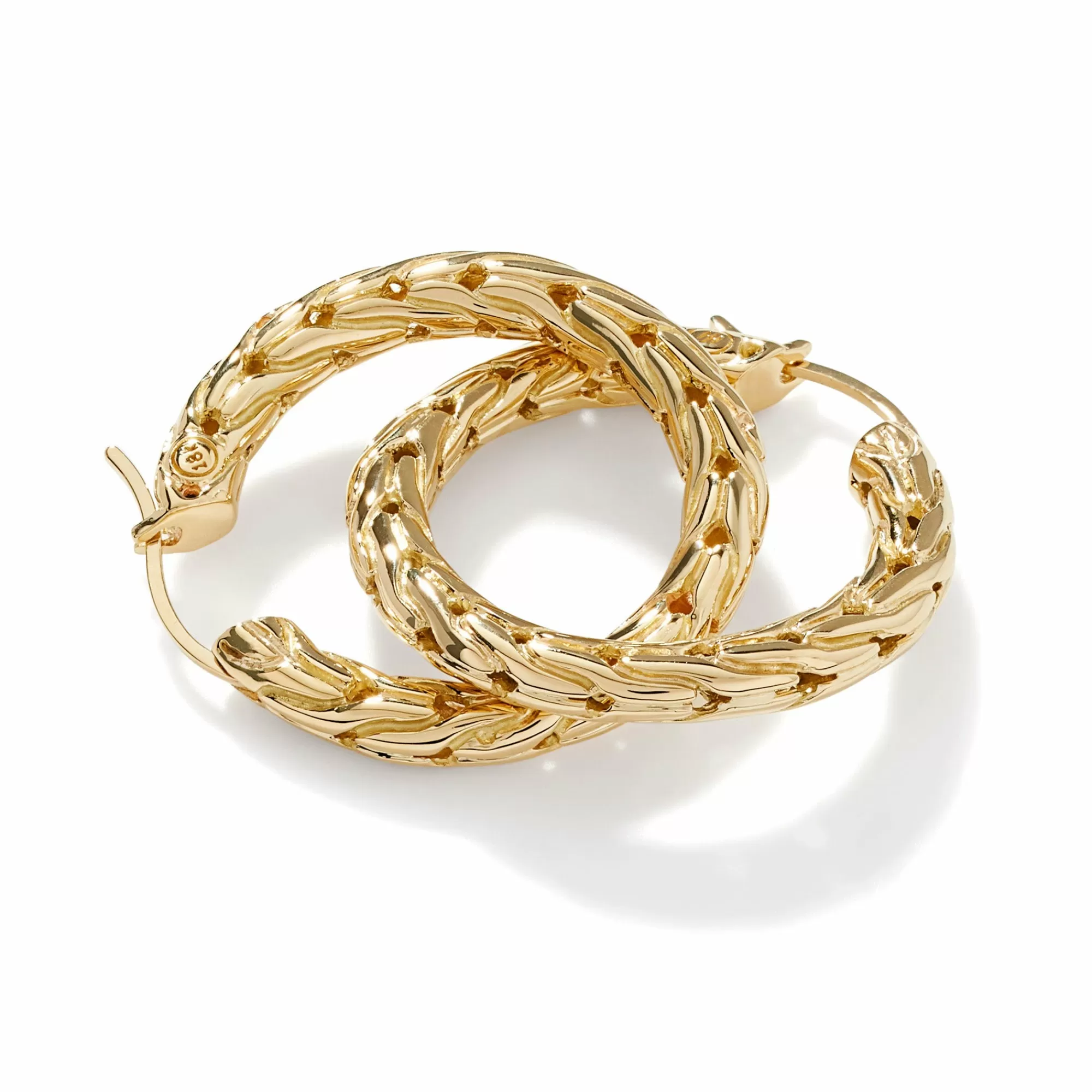 Hoops^John Hardy Carved Chain Hoop Earring, Gold, Small