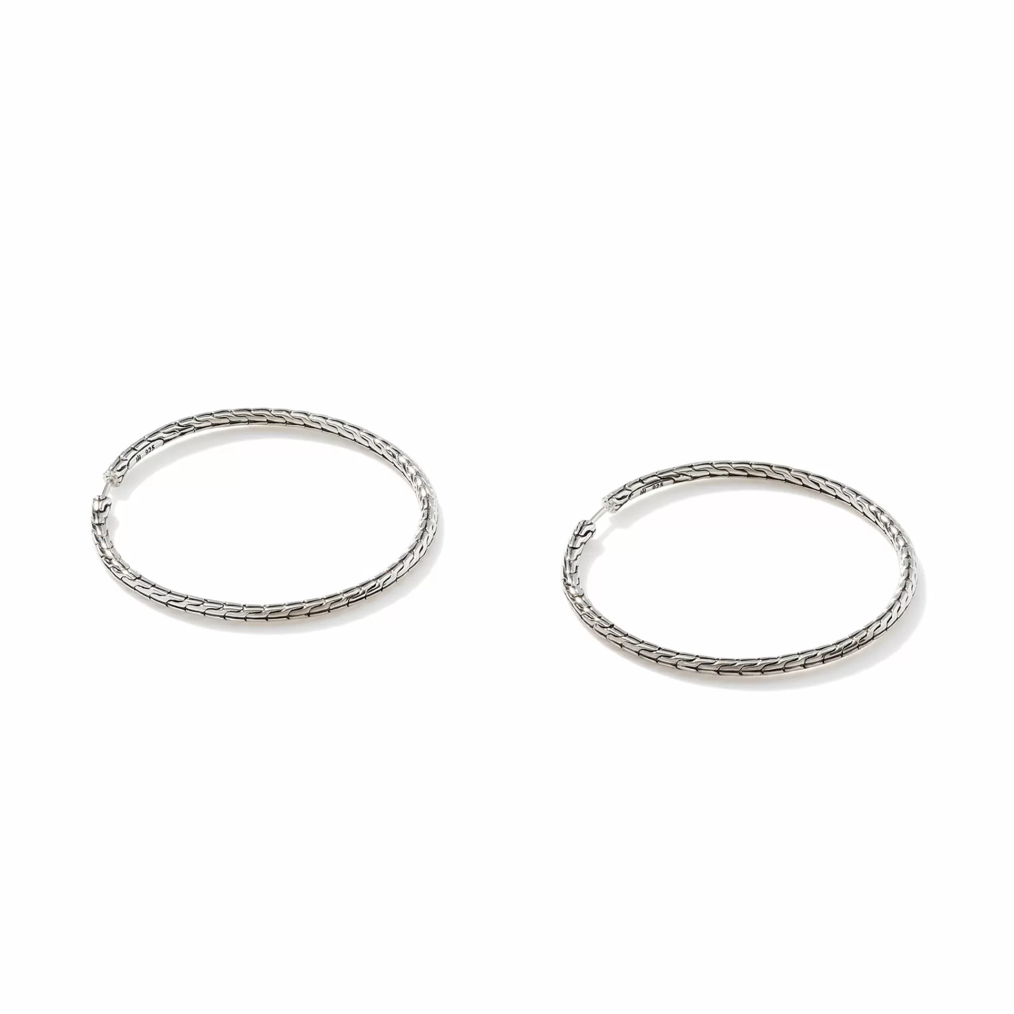 Hoops^John Hardy Carved Chain Hoop Earring, Silver, Large