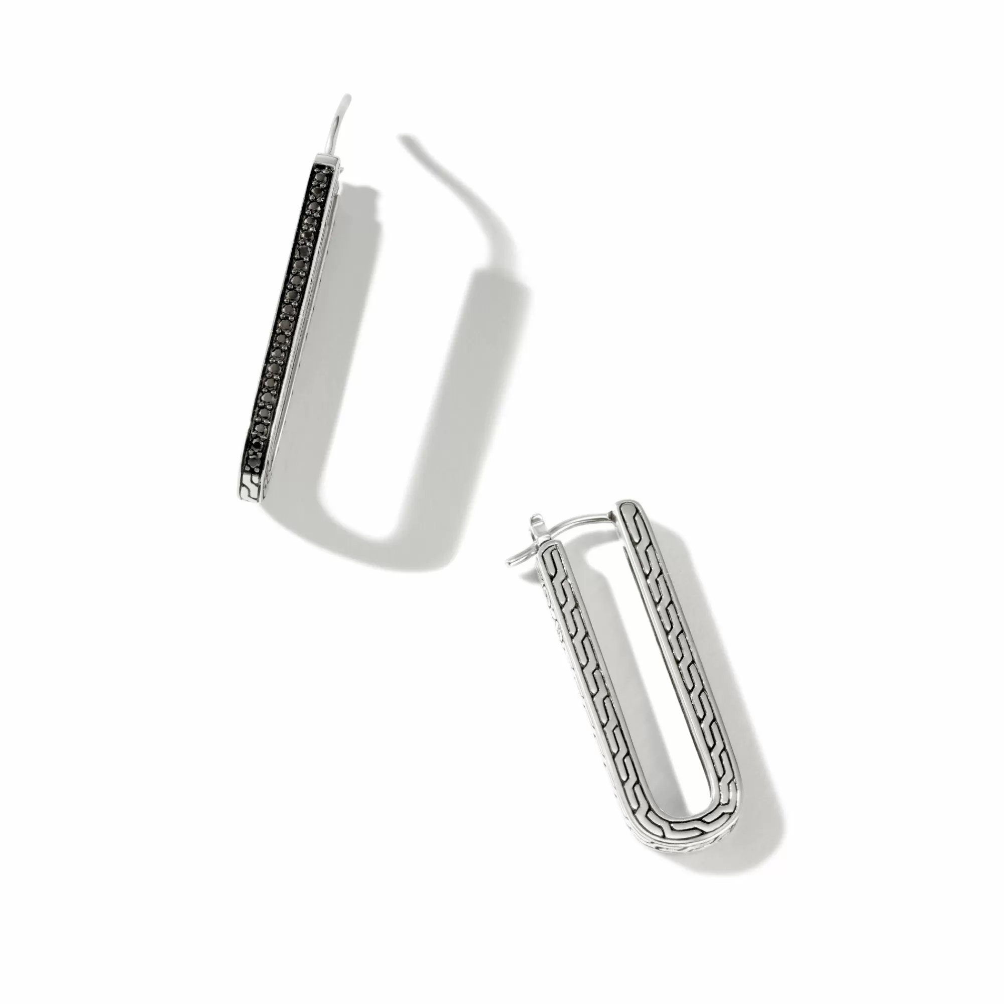 Hoops^John Hardy Carved Chain Hoop Earring, Silver, Pave