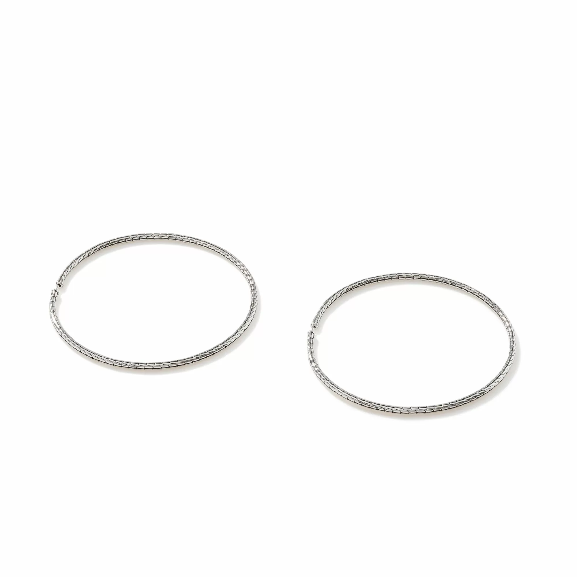 Hoops^John Hardy Carved Chain Hoop Earring, Silver, X Large