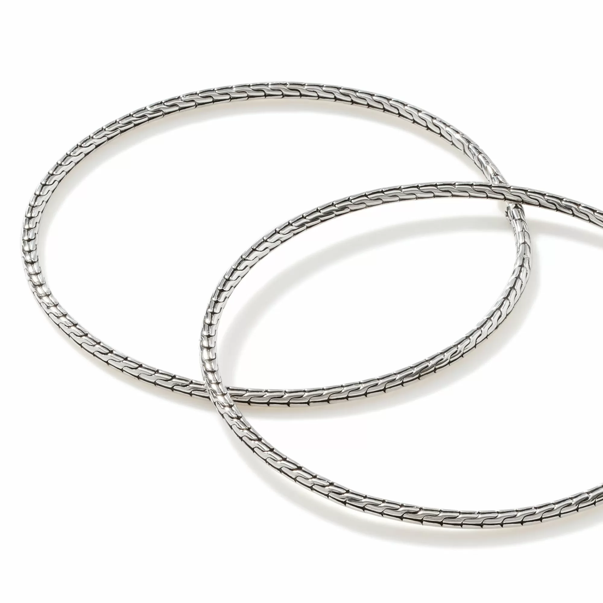 Hoops^John Hardy Carved Chain Hoop Earring, Silver, X Large